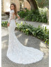 High Neck Ivory Lace Tulle Sweet Wedding Dress